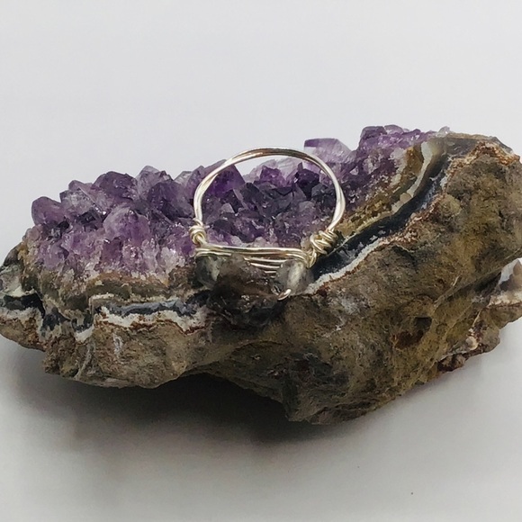 New Ring Natural Raw Smokey Quartz Labradorite Wire Wrapped Dainty Siz… - Picture 3 of 9